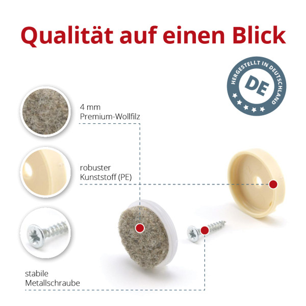 Filzgleiter mit Schraube rund "Set Ultrasoft" Filzgleiter mit Schraube rund "Set Ultrasoft"