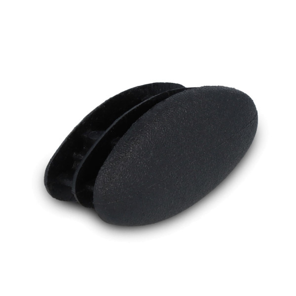 schwarze Lamellenstopfen oval aus Kunststoff