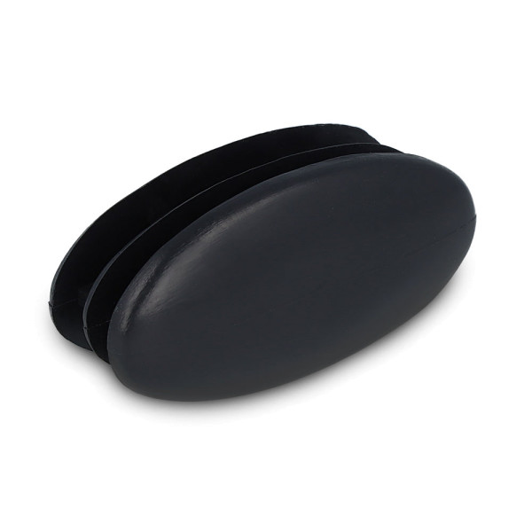 schwarze Lamellenstopfen oval aus Kunststoff