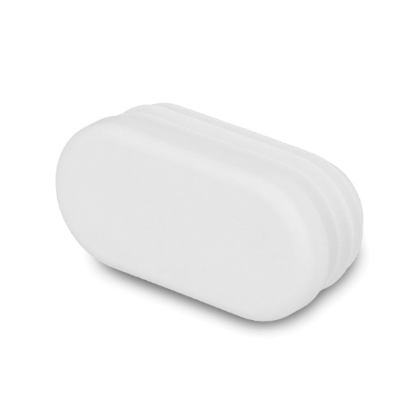 schwarze Lamellenstopfen oval aus Kunststoff