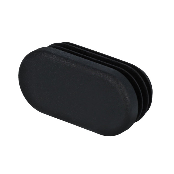 schwarze Lamellenstopfen oval aus Kunststoff