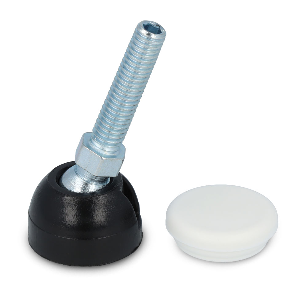 4 Stück Stellteller 4cm. Gewinde M10 Edelstahl Möbelfüße + Montageplatte