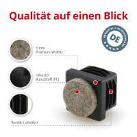 Vorschau: Stuhlstopfen Filz quadratisch für Stahlrohrstühle Vorschau: Stuhlstopfen Filz quadratisch für Stahlrohrstühle