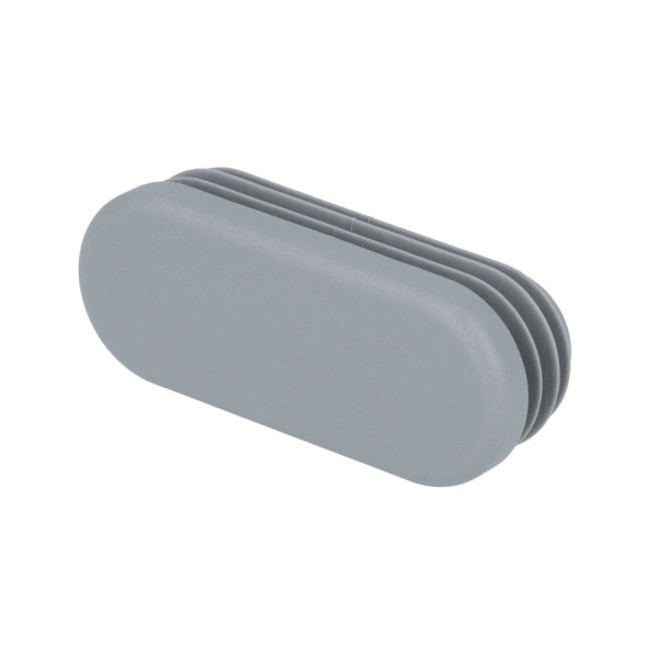 schwarze Lamellenstopfen oval aus Kunststoff