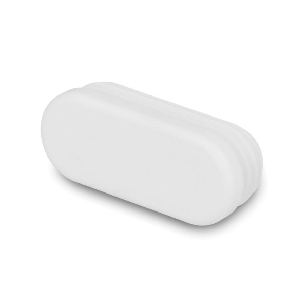schwarze Lamellenstopfen oval aus Kunststoff